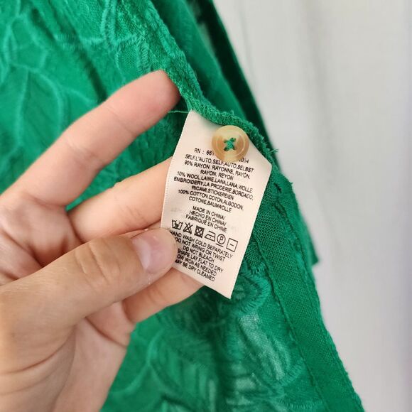 Anthropologie Akemi + Kin Kelly Green Eyelet Embroidered Tunic Top Blouse Boho - Picture 8 of 13